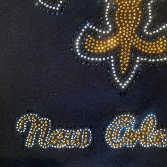 New Orleans Saints Embellished Shirt Girls L = Women’s XS Black with Bling - Picture 2 of 5
